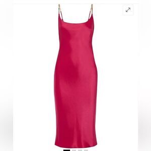 GALVAN LONDON Christiane Chain-Trimmed Satin Midi Slip Dress pink $1035 NWT 6